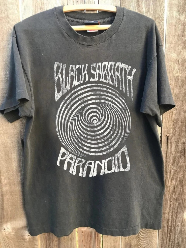 Black Sabbath Paranoid Spiral Metal Charcoal T-shirt Size S-5XL