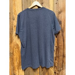 V Neck T Shirt Mens Large Blue Heathered Stretch Minimalist Preppy Neutral