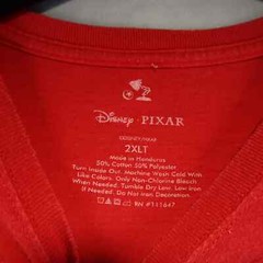 Disney Pixar Mens T-Shirt Size 2XL Red Short Sleeve Crew Neck Cotton Polyester
