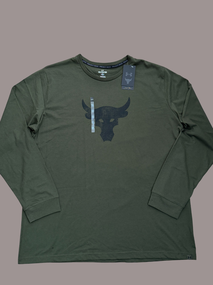 Under Armour Project Rock Brahma Bull Men’s Long Sleeve T-Shirt 2XL Loose Green