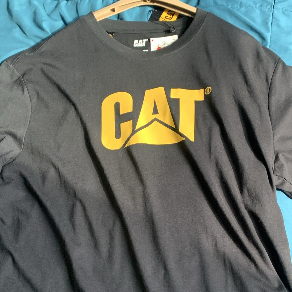 CAT Caterpillar Logo Graphic T-Shirt Black Men’s XL Crew Neck Short Sleeve