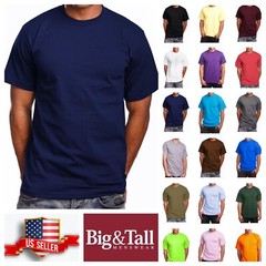 Mens T- Shirt HEAVY WEIGHT Plain Crew Neck Cotton S-7X & LT-5XLT Big and Tall