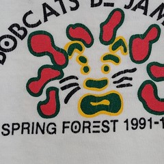 Vintage 1992 Colorful Bobcats Jammin Shirt L/XL 23×26 White