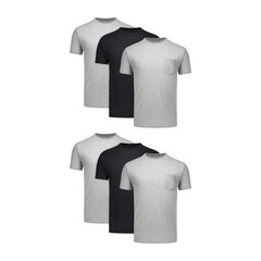 Hanes 6-Pack Pocket Tee Men’s T-Shirt Soft and Breathable Black/Grey