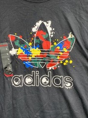 Adidas Graphic Logo Tee T-Shirt Men’s Large Black Trefold Splatte Dead Stock New