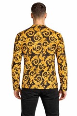 Versace Informal Shirt Twill Poly Baroque Black And Gold 50IT(US L)$1750 Retail