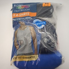 Fruit of the Loom Men’s Tag-Free A-Shirts (SIZE M). (5 New In Pkg)