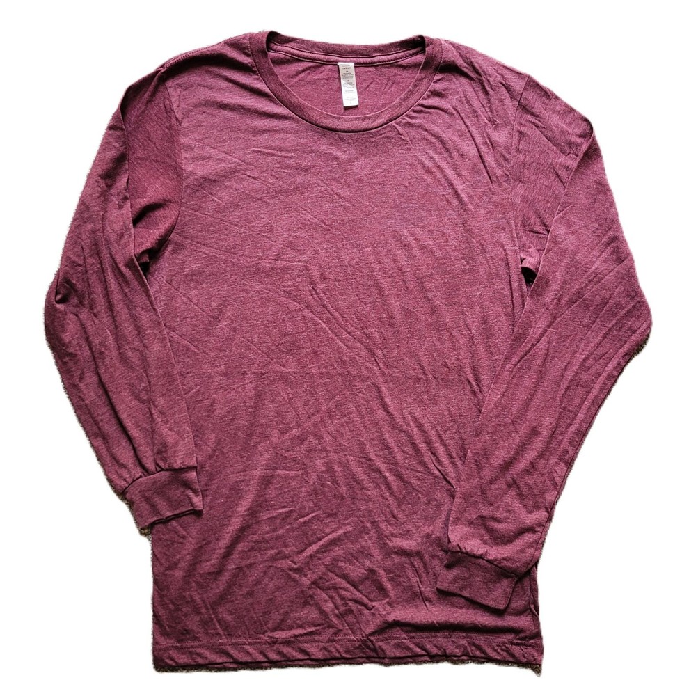 Men’s Small Plum/Purple Heathered Long Sleeve T-Shirt Soft Blend Tee NOWT