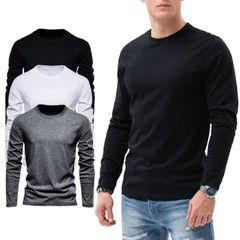 Mens Long Sleeve T shirt Plain Casual Work Pack Of 3/4 Premium Lot Tee Top