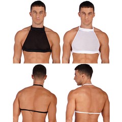 Mens Crop Tops Sexy Shirts See Through Tank Vest Camisole Undershirt Nightwear