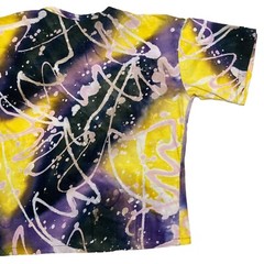 VTG Climate Colorful Tie Dye Scribble Art AOP Boxy T-Shirt L Single Stitch
