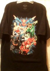 DC Comics Justice League Black T Shirt Screen Printed Graphics Size 2X