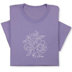 Peony Embroidered T-Shirt, Custom Color Floral Tee, Botanical Gift Shirt