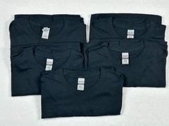 5 PACK Gildan Solid Black Heavy Cotton Short Sleeve Blank Tee Shirt Sz_XL