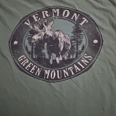 Comfort Colors Vermont Green Mountains cotton t-shirt with moose graphic, Large