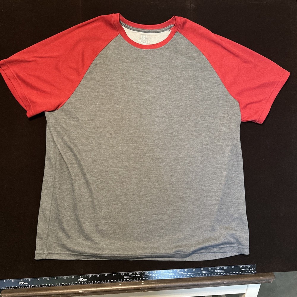 Men’s 3XL Jersey Top T-shirt Tee George Heathered Gray and Red Short Sleeve