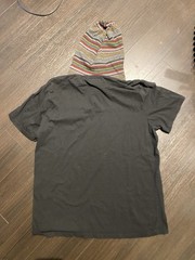 Beautiful Giant Men’s XL Black T-Shirt w/ Vibrant Colorful Striped Hood Design