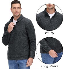 Mens Quarter Zip Sweatshirt Long Sleeve Pullover 1/4 Zip Winter Fleece Lined Top