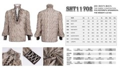Devil Fashion Men Coffee Retro Lace-Up Long Sleeve Shirt Adjustable Rope Blouse