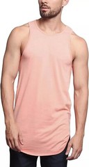Men Solid Color Curved Hem Long Length Tank Top – Perfect for Summer Casual Wear