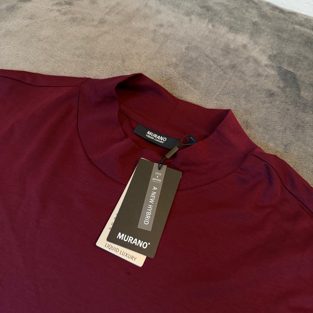 Murano Liquid Luxury Mock Neck Shirt Mens 3X Large Tall Burgundy Long Sleeve NWT