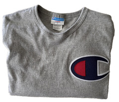Champion Shirt Mens Large Gray Big C Patch Logo Athletic Tee Classic Casual