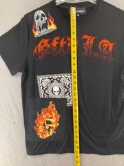 GFTD T Shirt Mens M Black Flames Skulls Hip Hop Street Wear