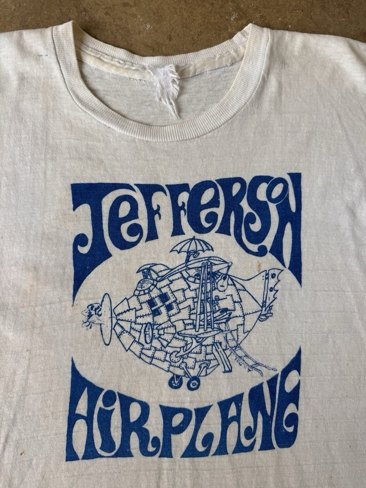 Remake Jefferson Airplane T Shirt Psychadelic White Short Sleeve tee NH28781