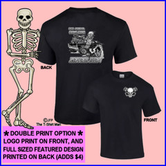 1966 1967 Hot Rod Muscle Car Outlaw Gasser Drag Race Cartoony Skeleton T-shirt