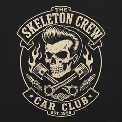 Skeleton Crew Car Club Shirt Hot Rod Rockabilly Gearhead Tee Dad for Gift XS-5XL