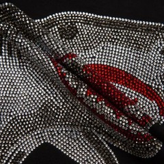 New Men Fashion Diamond Shark Rhinestones Luxury Black White T-Shirt