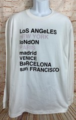 Urban Label White Fashion Shirt Sz XL Fashion Cities Los Angeles New York Paris