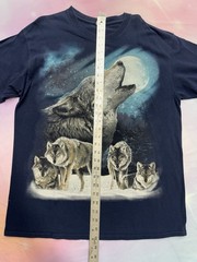 Gildan Heavy Cotton Large Wolf Nature Tee Wolf Pack Howling Moon Winter Wolf