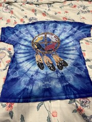 Javier Agredo Vtg ’92 Tie Dye Indigenous/Four Directions Dream Catcher size L