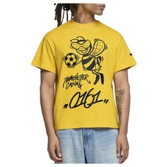 PUMA Hoops X Manchester City Graphic Crew Neck Short Sleeve T-Shirt Mens Yellow