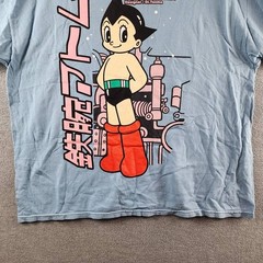 Astro Boy Kanji Graphic Print Tee Mens XL Light Blue Multi Crewneck Short Sleeve