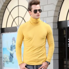 Men Cotton High Neck Pullover T-shirts Long Sleeve Tops Stretch Undershirt Basic