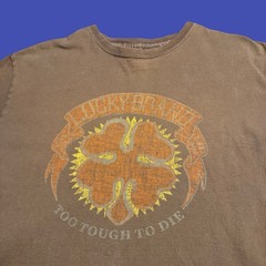 Vintage Lucky Brand XL Too Tough To Die Graphic T Shirt USA Brown Cotton Faded