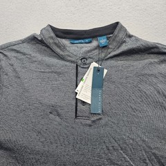Perry Ellis Men’s Large Long Sleeve Henley Shirt Black Gray Moisture Wicking NWT