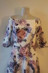 *Womens Veromia Occasions White Purple Off Shoulder Floral Maxi Dress 12