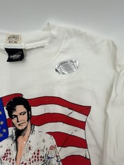 Vintage Elvis Shirt Mens Large White Diamond Dust Rock Tee 90s Single Stitch