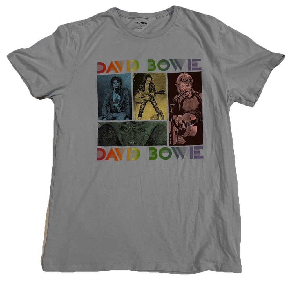 David Bowie Collage T Shirt Size Medium Lite Blue Old Licensed Navy