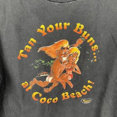 Vintage Coco Beach Shirt Mens Large Black Tan Your Buns Graphic Funny Beach 90s