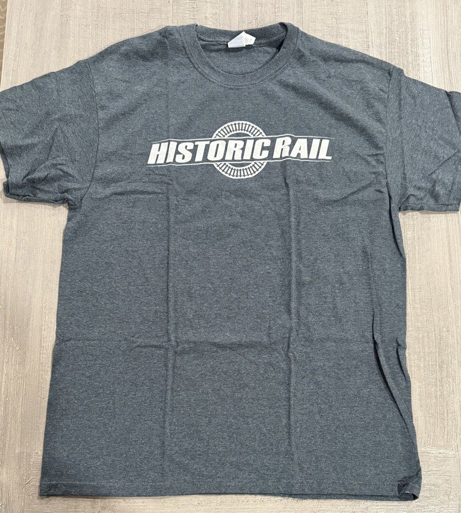 “Historic Rail” Gray / Ash T-Shirt – Size L – Electric Model Train Collector