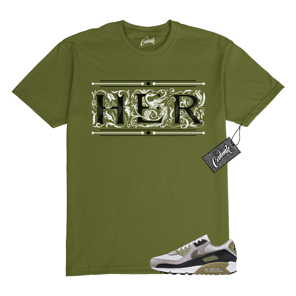 Air Max 90 Light Bone Neutral Olive College Grey Stone T Shirt to Match HERCD