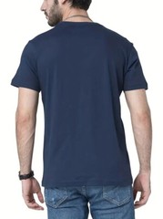 Honoring Fallen Heroes: Men’s Navy Crew Neck T-Shirt with Patriotic Flag Graphic