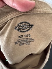 Dickies Mens 3XL Tan Pocket T Shirt Heavyweight Cotton Workwear Tee