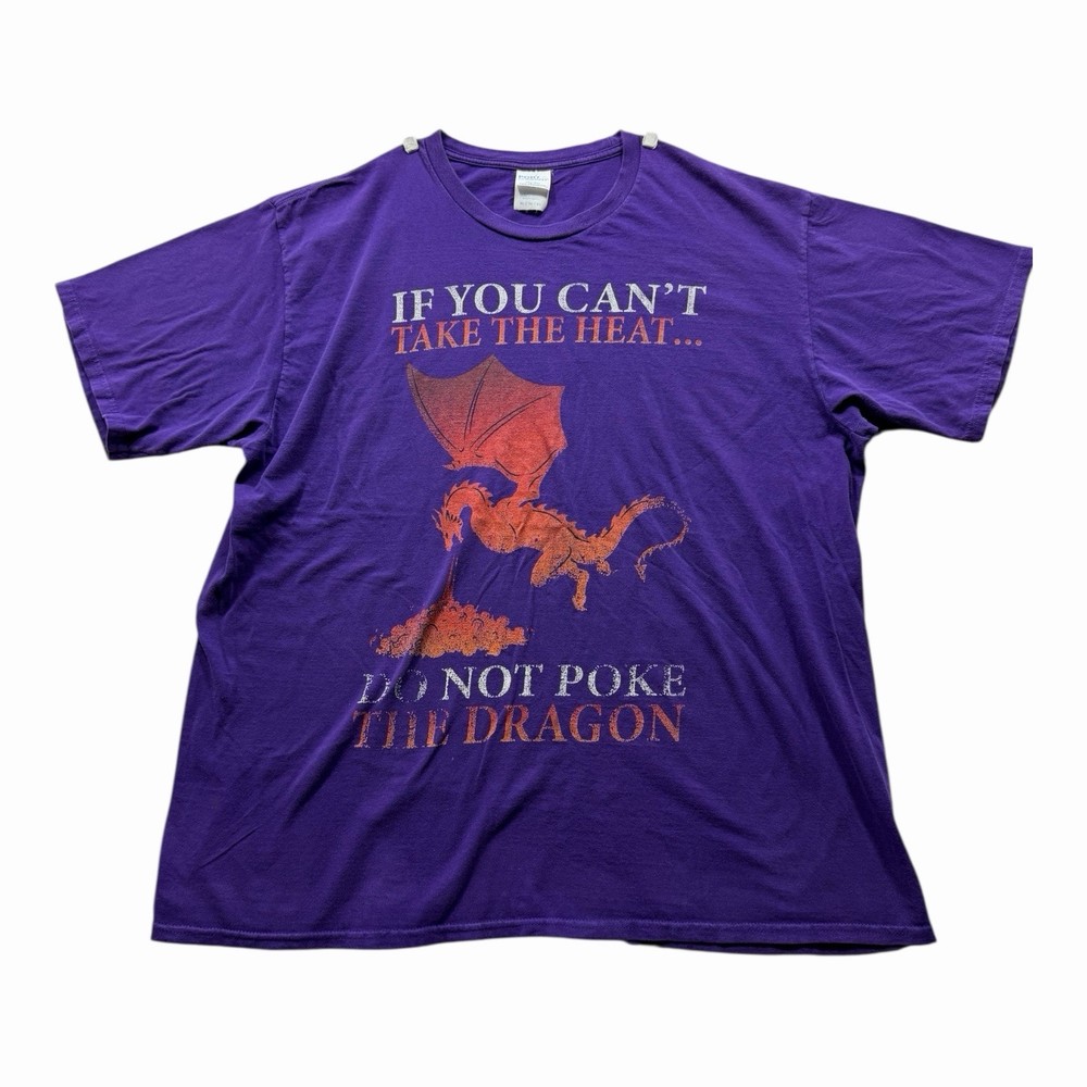 If You Can’t Take The Heat Do Not Poke The Dragon Y2K Purple T Shirt Men’s XL