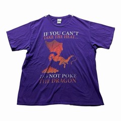 If You Can’t Take The Heat Do Not Poke The Dragon Y2K Purple T Shirt Men’s XL