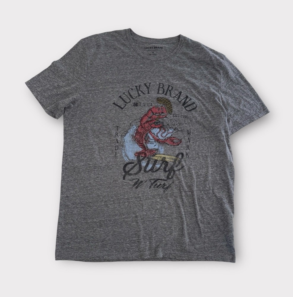 Lucky Brand T-Shirt Adult XL Gray Short Sleeve Graphic Tee